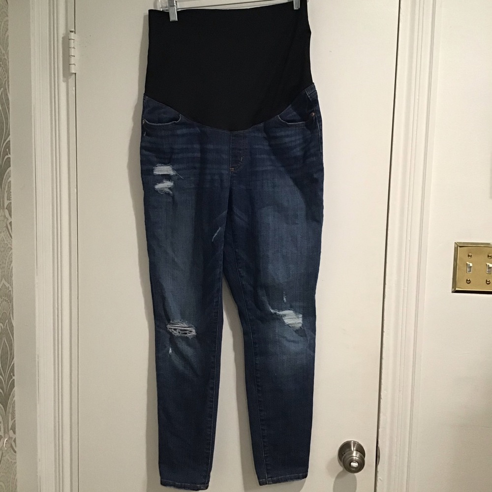 Loft Distressed Maternity Skinny Jeans